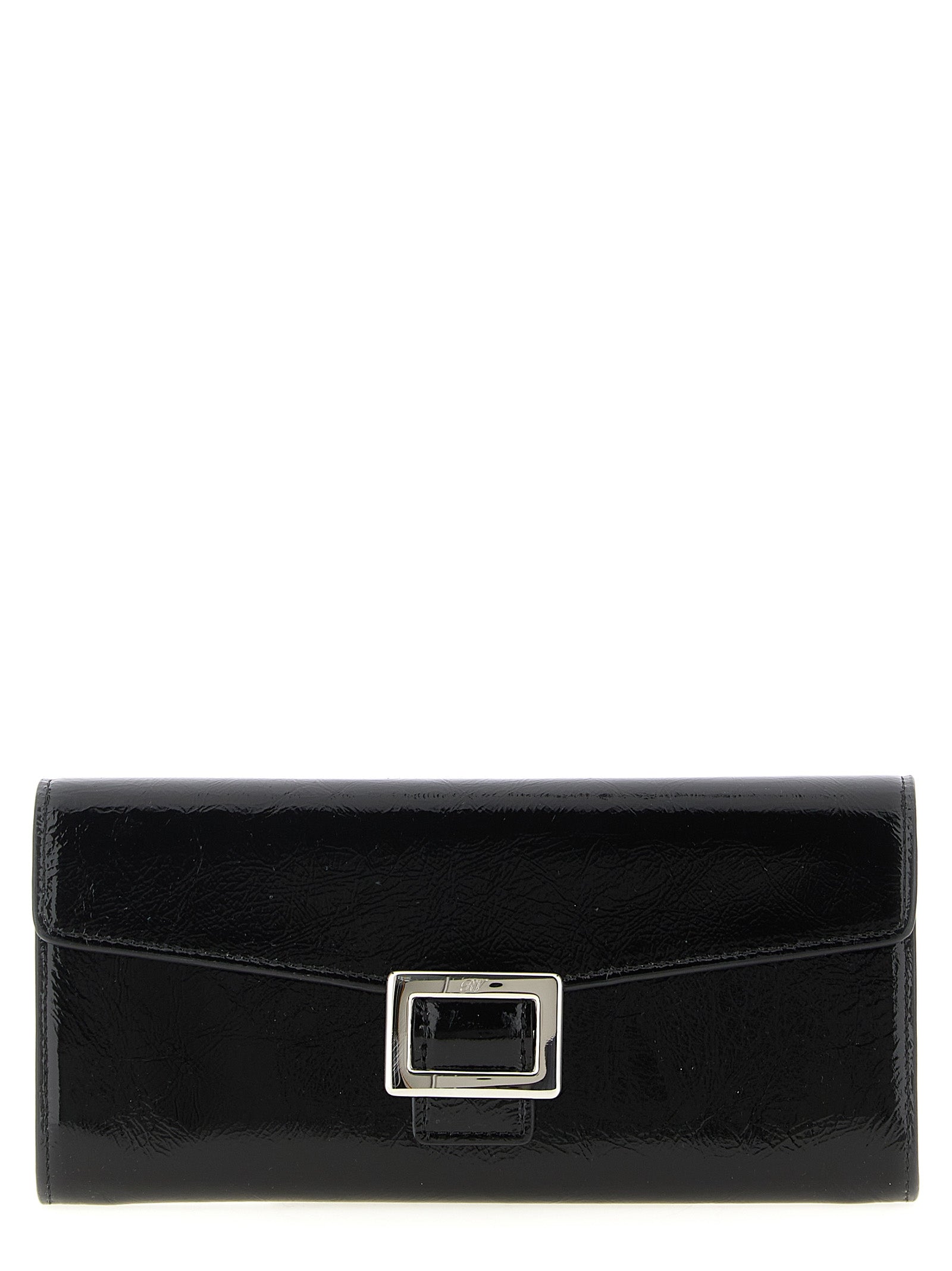 Cardholder Card Case by Roger Vivier for women in calfskin leather black features an dynamic silhouette from the Belle Vivier Calfskin Leather Cardholder Card Case collection, highlighting dynamic card-organization for a premium and sophisticated look.