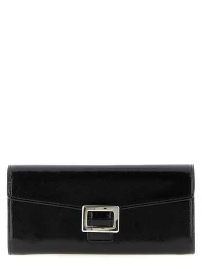 Cardholder Card Case by Roger Vivier for women in calfskin leather black features an dynamic silhouette from the Belle Vivier Calfskin Leather Cardholder Card Case collection, highlighting dynamic card-organization for a premium and sophisticated look.