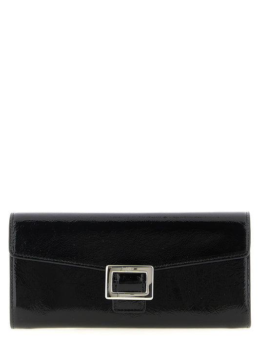 Cardholder Card Case by Roger Vivier for women in calfskin leather black features an dynamic silhouette from the Belle Vivier Calfskin Leather Cardholder Card Case collection, highlighting dynamic card-organization for a premium and sophisticated look.