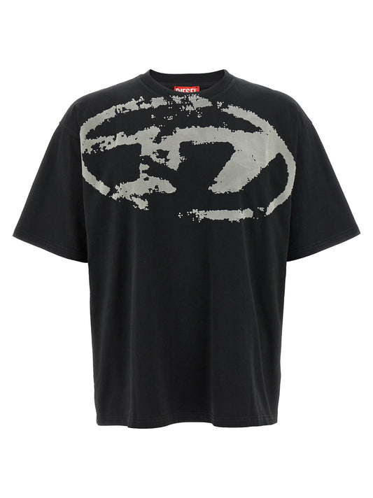 T-Shirt by Diesel for men in cotton black showcases a chic silhouette, artfully detailed with a chic crew neckline and short-sleeve for a chic finish.