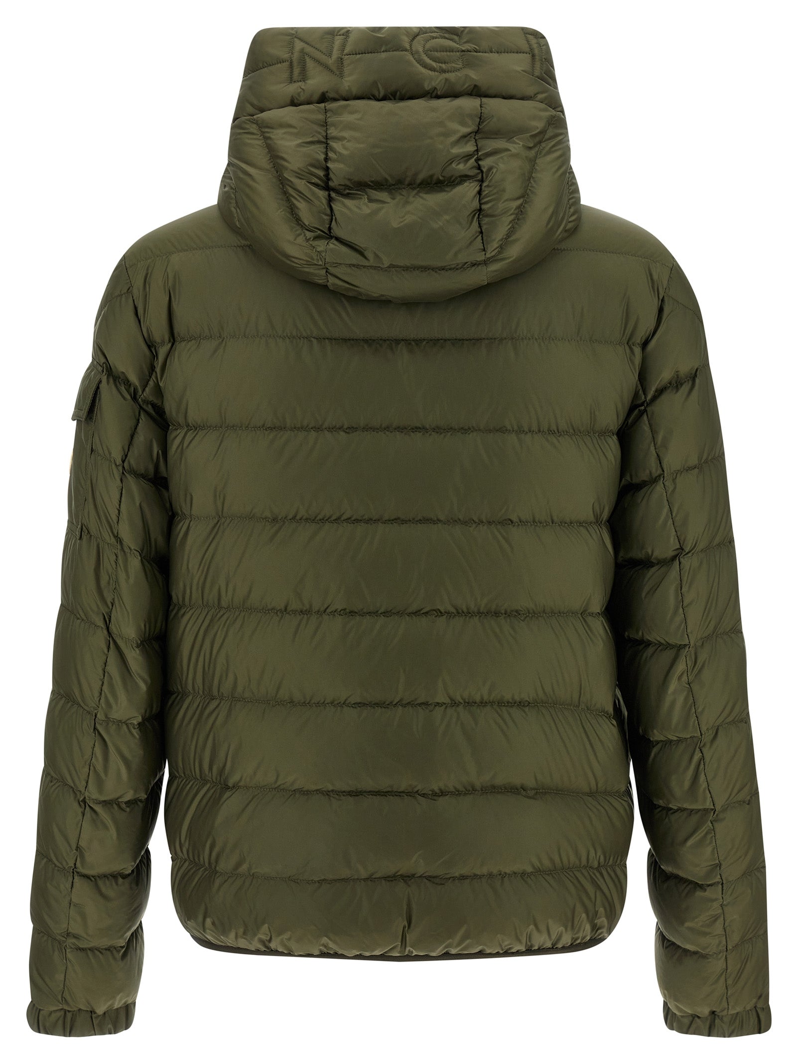 Hooded Puffer Jacket by Moncler for men in polyamide felt & goose-down bicolour & green presents a effortlessly chic silhouette, showcasing a sophisticated hooded neckline and premium pockets, hooded & insulated for a truly effortlessly chic finish.