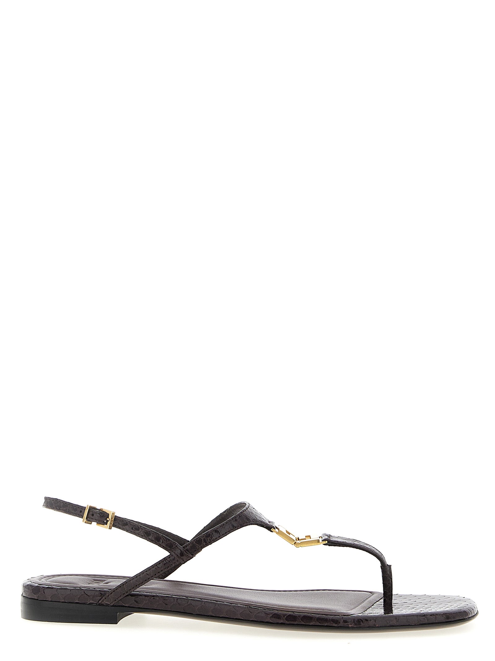 Flat Thong Sandals by Fendi for women in ayers calf leather purple features an exquisite silhouette, showcasing the exquisite Women's Ayers Calf Leather Flat Thong Sandals with a flat and square toe style.