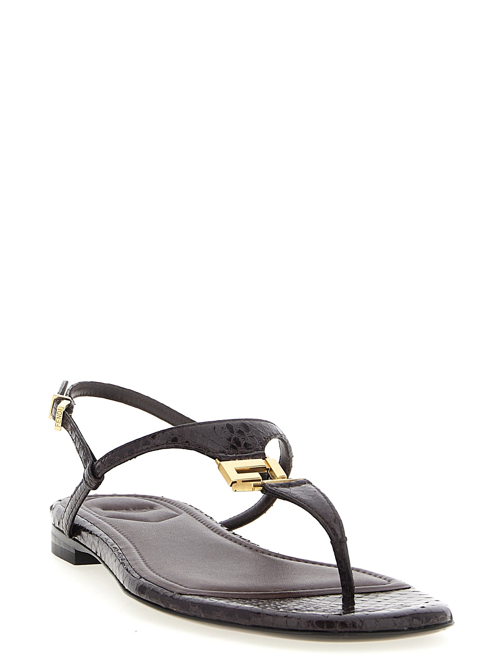 Flat Thong Sandals by Fendi for women in ayers calf leather purple features an effortlessly chic silhouette from the Women's Ayers Calf Leather Flat Thong Sandals collection, showcasing a effortlessly chic flat and elegant square toe style.