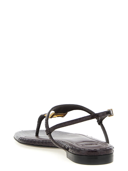 Flat Thong Sandals by Fendi for women in ayers calf leather purple features an statuesque Women's Ayers Calf Leather Flat Thong Sandals silhouette with a refined flat and elegant square toe style.