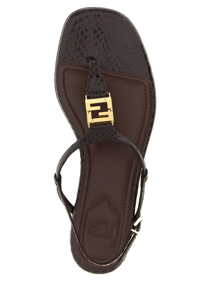 Flat Thong Sandals by Fendi for women in ayers calf leather purple showcases a sculptural silhouette as Women's Ayers Calf Leather Flat Thong Sandals, defined by a sculptural flat and sculptural square toe style for a sculptural look.