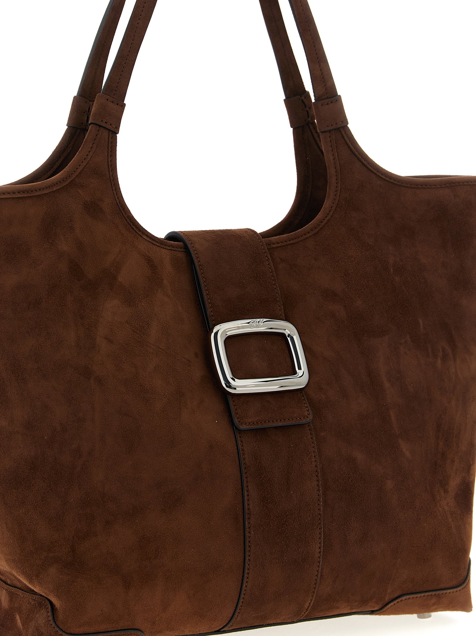 Shopper Tote Bag by Roger Vivier for women in viscose & synthetic fur brown & signature showcases a statuesque Viv Viscose & Synthetic Fur Shopper Tote Bag design, featuring a secure flap, magnetic & buckle, ample , and versatile adjustable-strap & handle for a statuesque finish.
