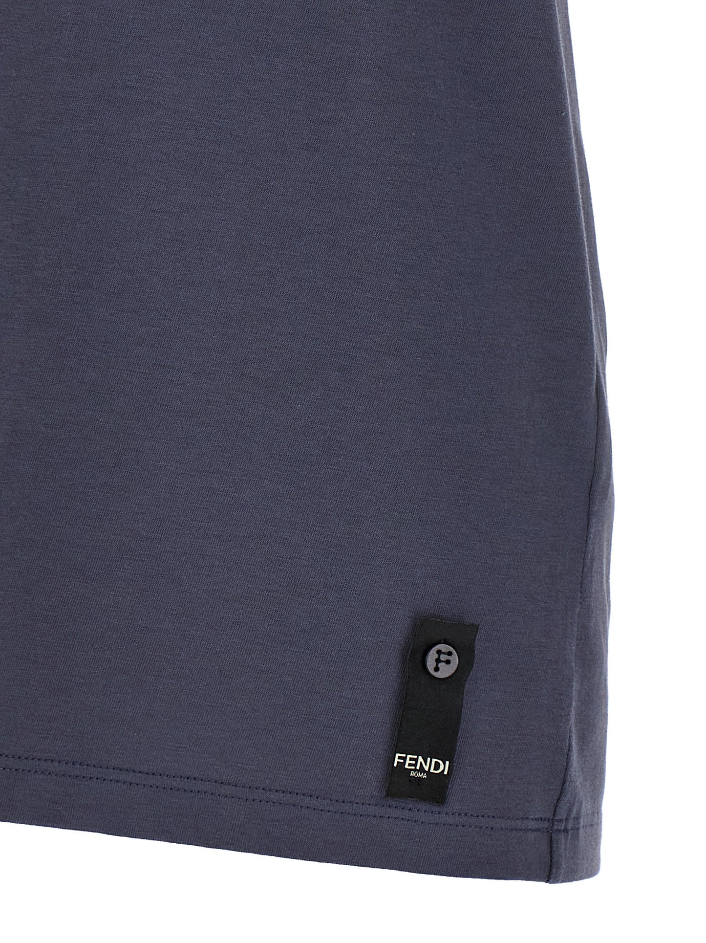 T-Shirt by Fendi for men in cotton blue showcases a dramatic silhouette, elegantly detailed with a dramatic and for a truly dramatic finish.