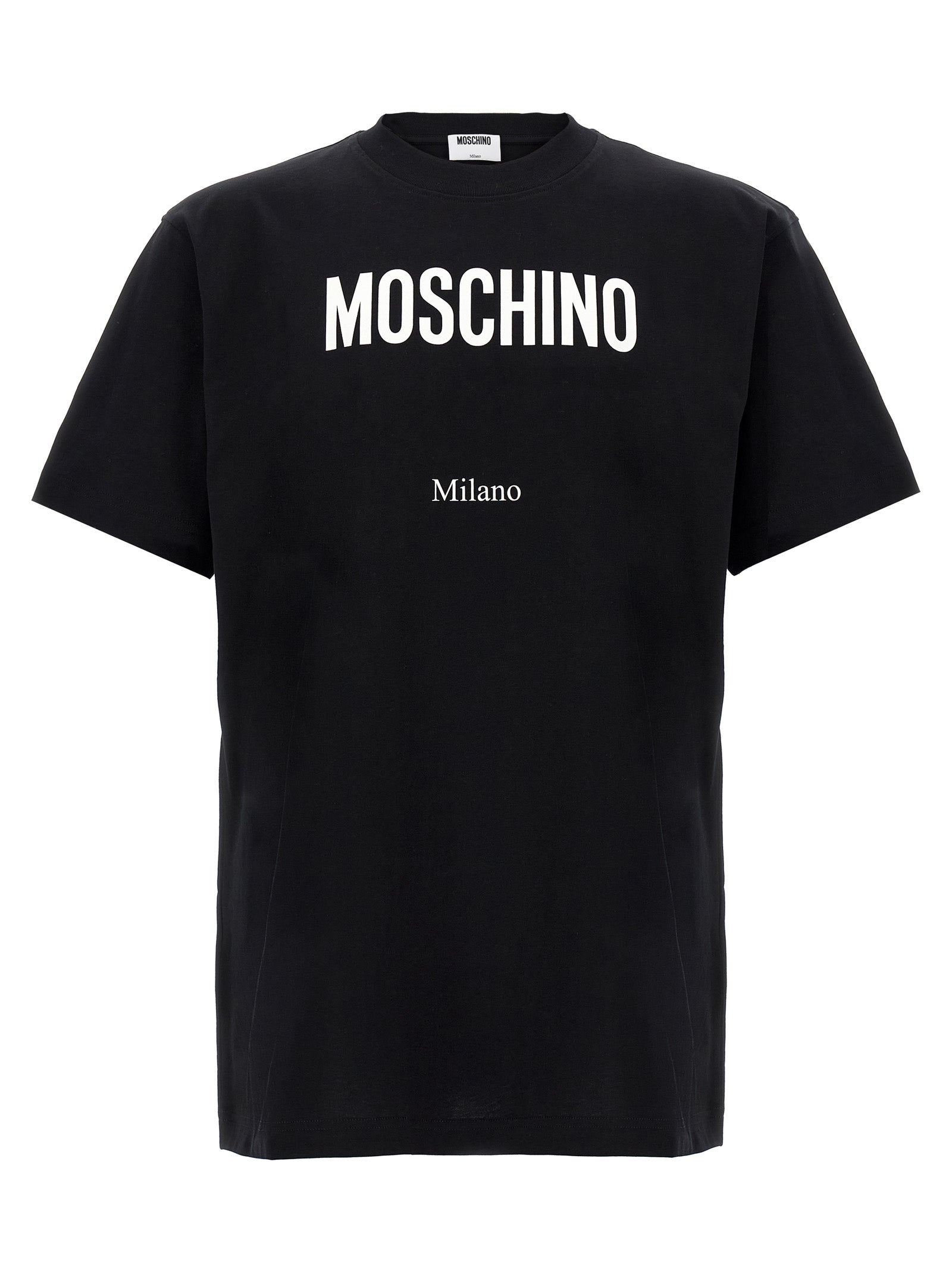 T-Shirt by Moschino for men in cotton bicolour, black, white & print features an on trend silhouette, perfectly showcasing a on trend short-sleeve and crew neckline for an elevated aesthetic.