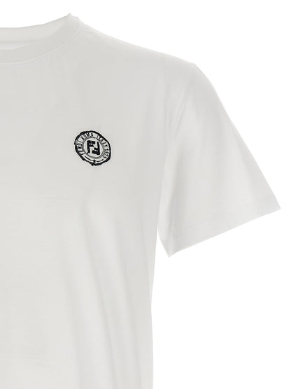 T-Shirt by Fendi for men in cotton canvas white features an edgy silhouette, meticulously detailed with a sophisticated and crew neckline for a truly edgy finish.
