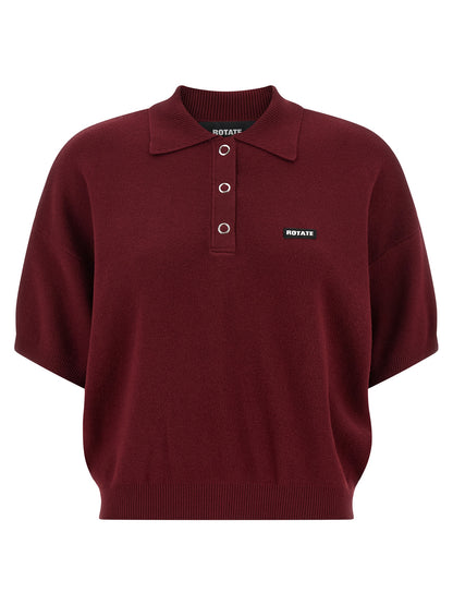 Polo Shirt by ROTATE BIRGER CHRISTENSEN for women in mohair polyester & merino wool bordeaux & signature showcases a enviable silhouette, featuring a refined and short-sleeve for a enviable finish.