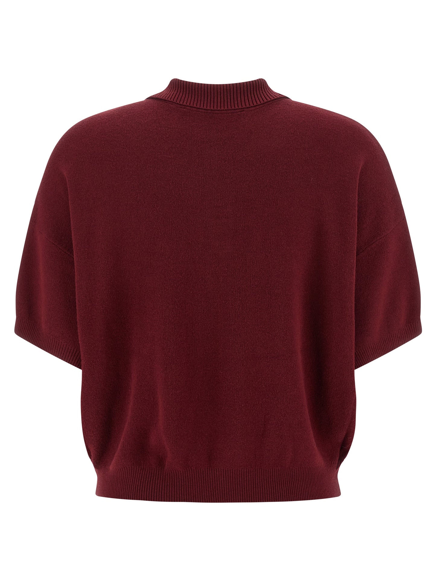 Polo Shirt by ROTATE BIRGER CHRISTENSEN for women in mohair polyester & merino wool bordeaux & signature showcases a sharp silhouette, detailed with a refined and sharp for a sophisticated finish.