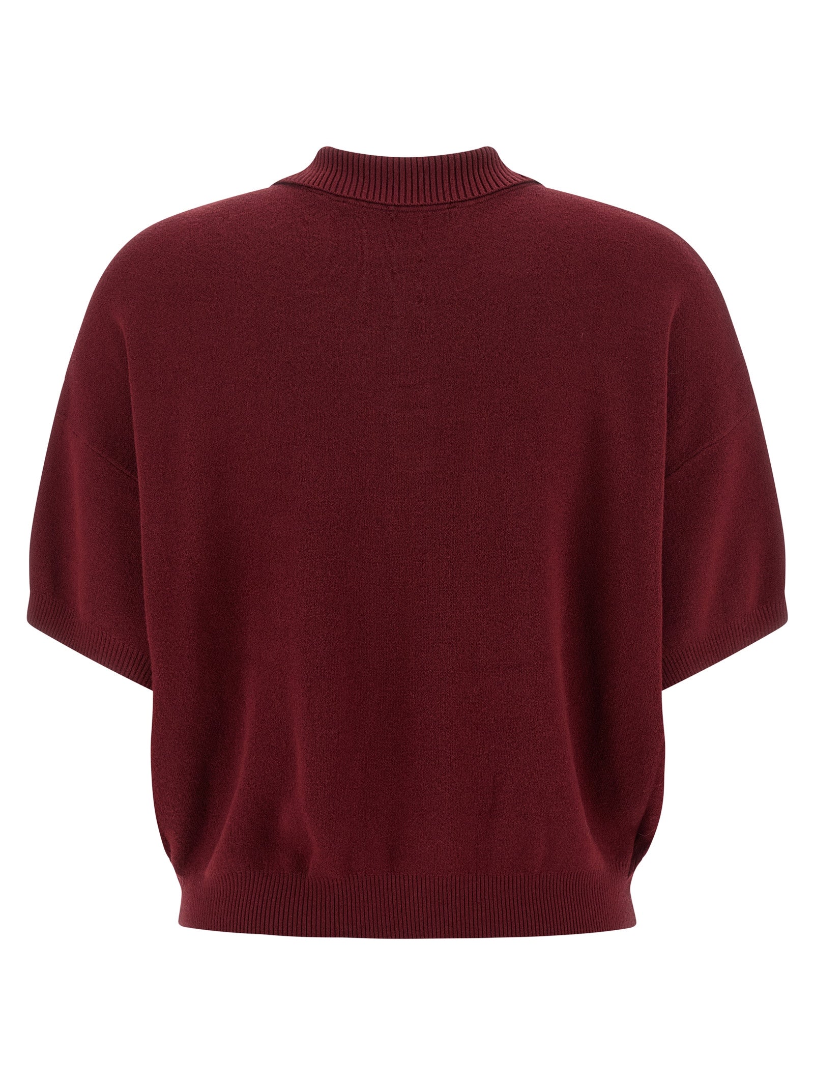 Polo Shirt by ROTATE BIRGER CHRISTENSEN for women in mohair polyester & merino wool bordeaux & signature showcases a sharp silhouette, detailed with a refined and sharp for a sophisticated finish.