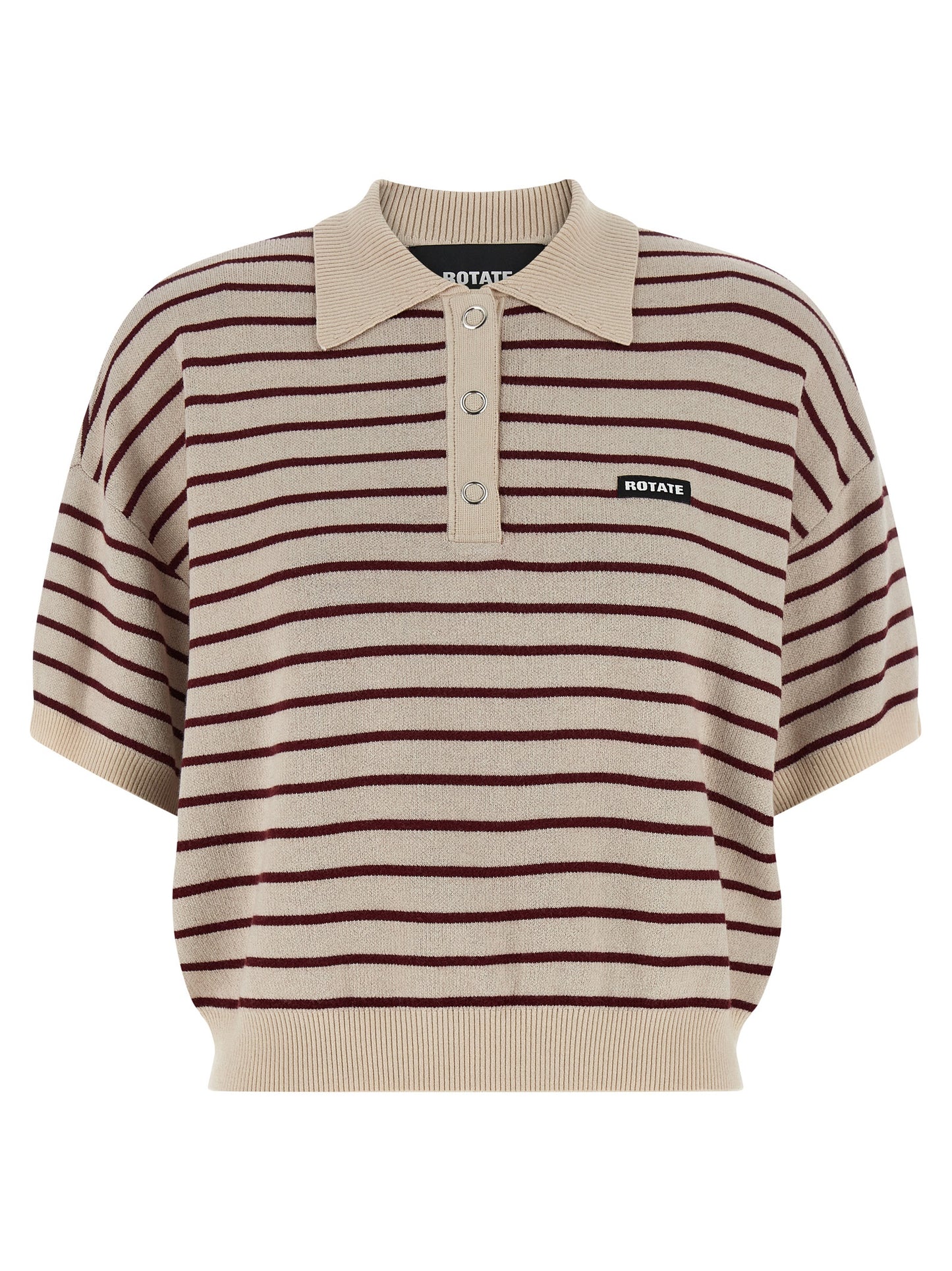 Polo Shirt by ROTATE BIRGER CHRISTENSEN for women in mohair polyester & merino wool multicolor, patterned & striped presents a crisp silhouette, artfully detailed with a crisp short-sleeve and crisp .