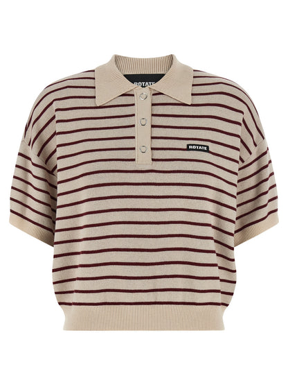 Polo Shirt by ROTATE BIRGER CHRISTENSEN for women in mohair polyester & merino wool multicolor, patterned & striped presents a crisp silhouette, artfully detailed with a crisp short-sleeve and crisp .