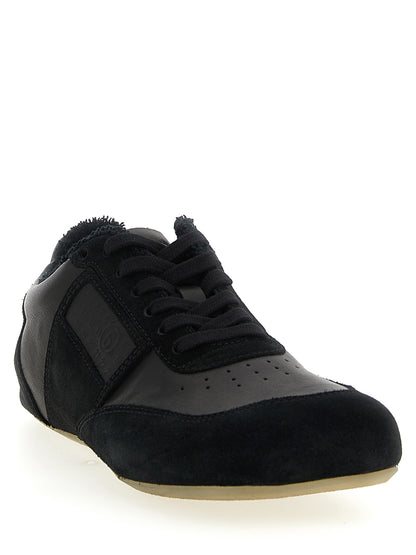 Athletic Sneakers by MM6 Maison Margiela for men in calfskin leather black, white & signature features an timeless silhouette from the Men's Athletic Calfskin Leather Sneakers collection, showcasing a timeless athletic style for a timeless look.