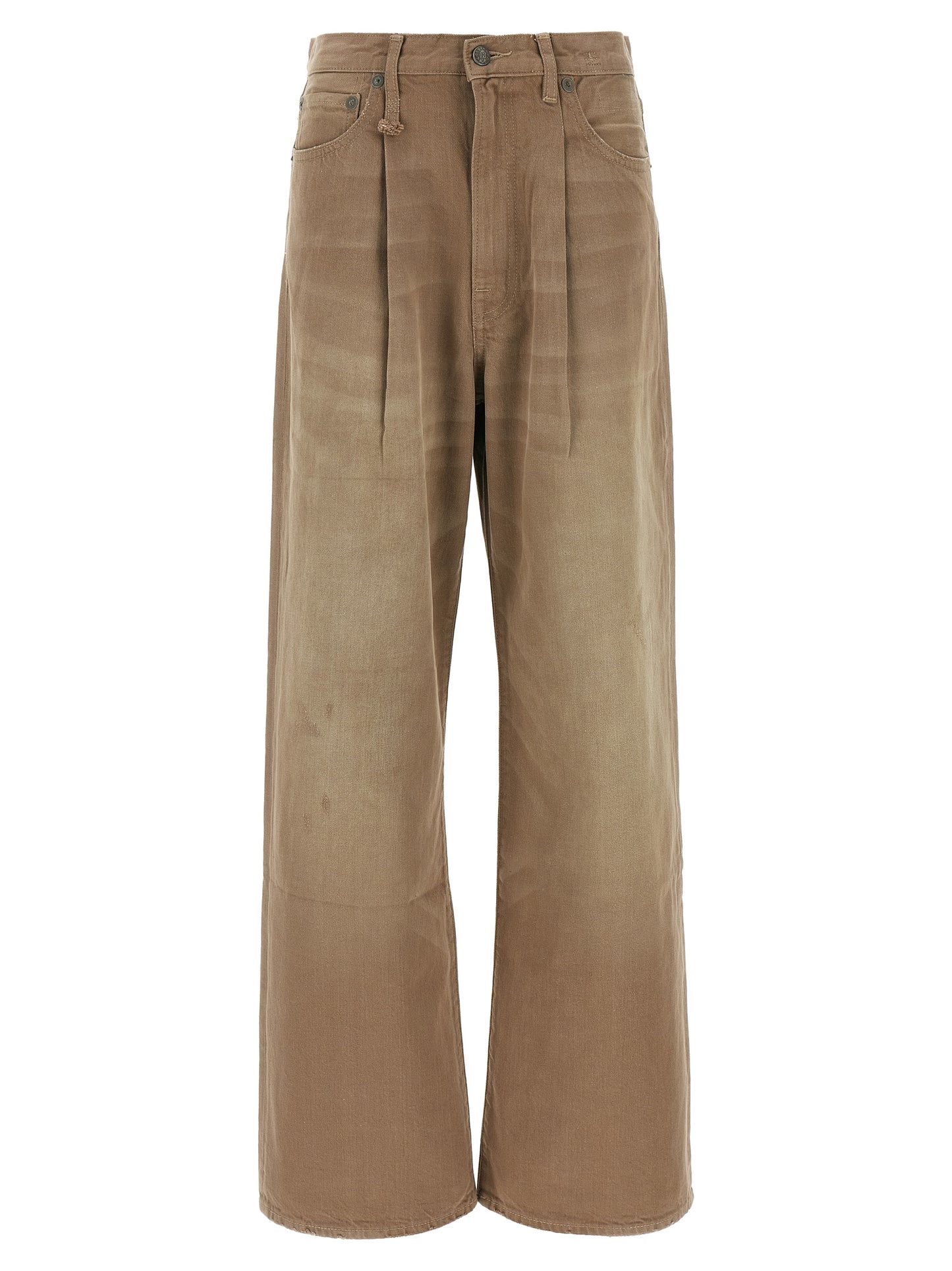 Jeans by R13 for women in denim cotton brown presents a refined pantology silhouette, artfully defined by a refined pantology wide, long, and a sophisticated high rise.