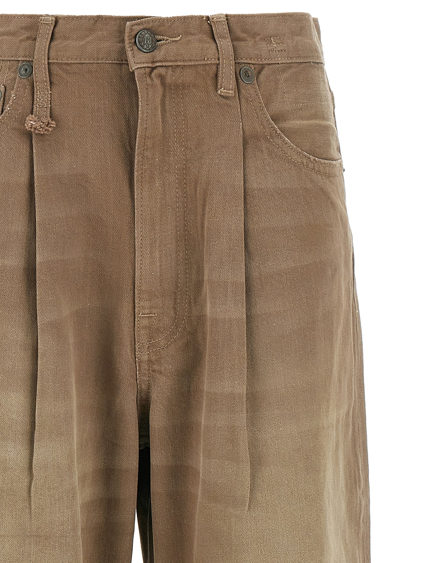 Jeans by R13 for women in denim cotton brown presents a tailored silhouette, showcasing a tailored wide and long cut with a refined high rise for a truly tailored aesthetic.