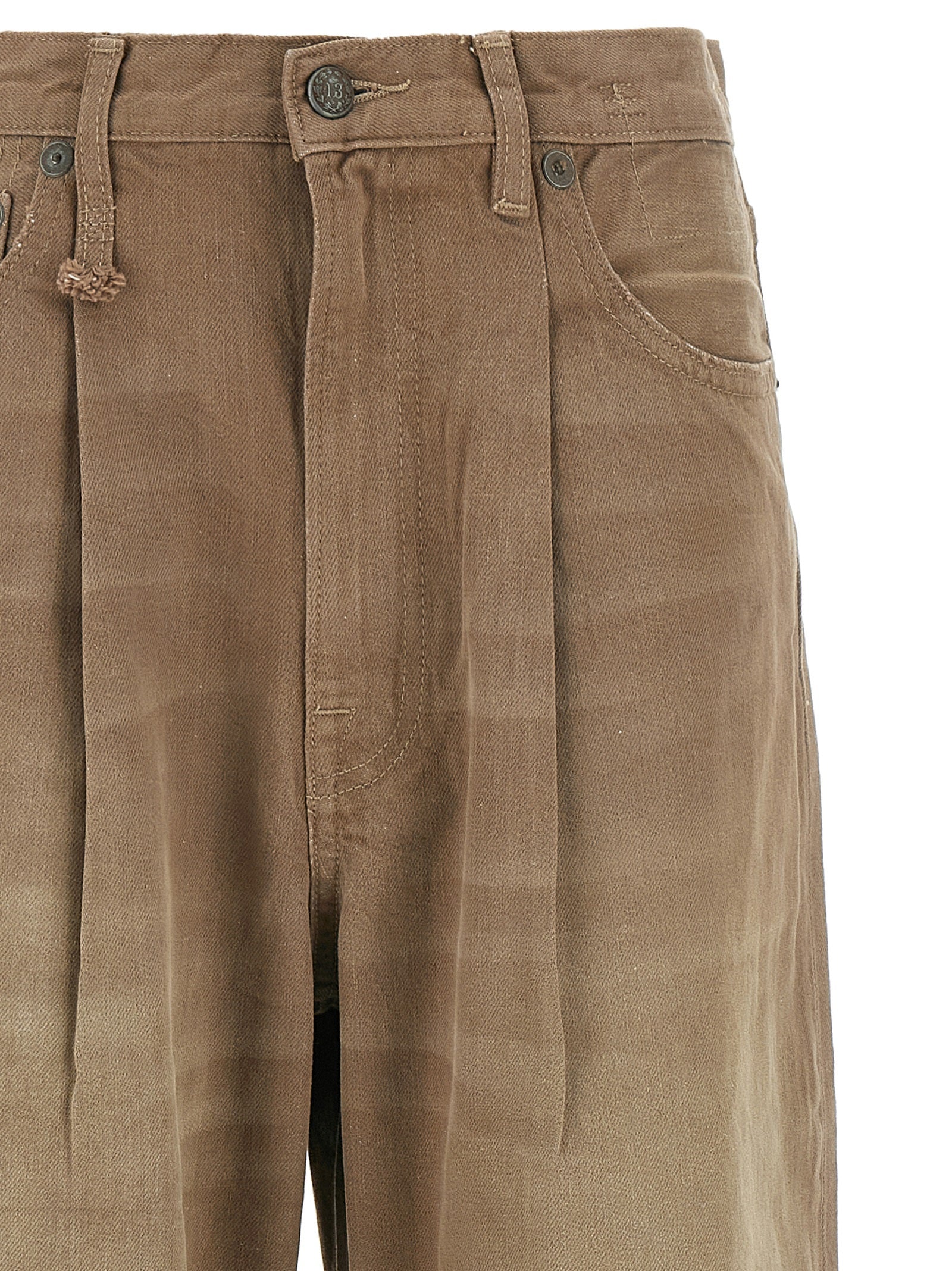 Jeans by R13 for women in denim cotton brown presents a tailored silhouette, showcasing a tailored wide and long cut with a refined high rise for a truly tailored aesthetic.