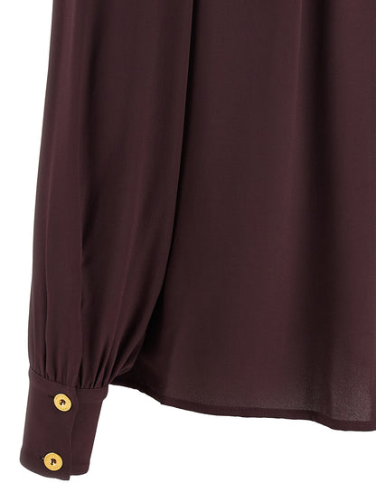 Blouse by Elisabetta Franchi for women in viscose purple presents a discerning silhouette, showcasing a sophisticated and for a truly discerning finish.