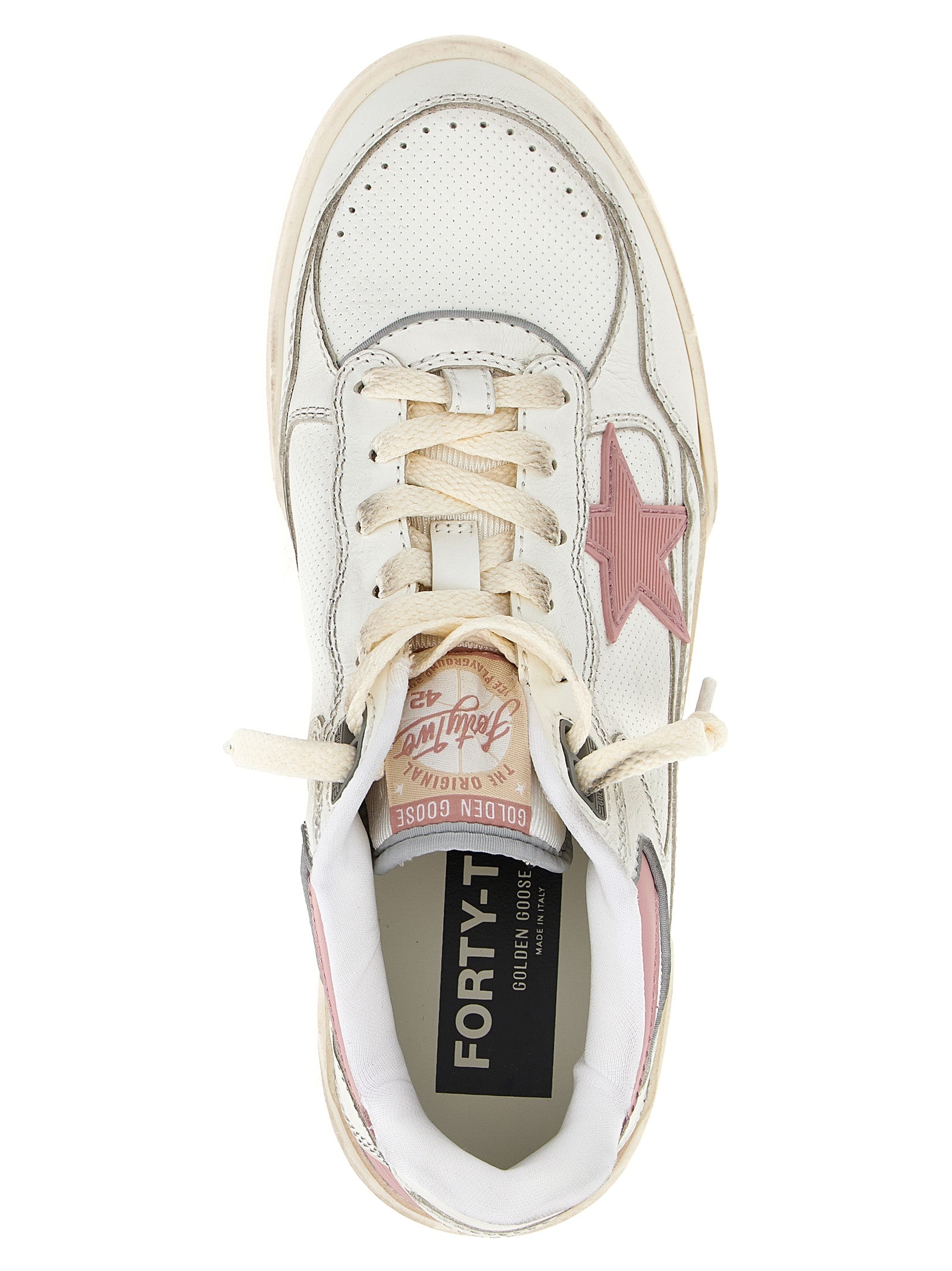 Athletic Sneakers by Golden Goose for women in tu polyester polyurethane suede leather multicolor & pink features an timeless silhouette from the Star Women's Athletic TU Polyester Polyurethane Suede Leather Sneakers collection, showcasing a timeless athletic style for a timeless look.