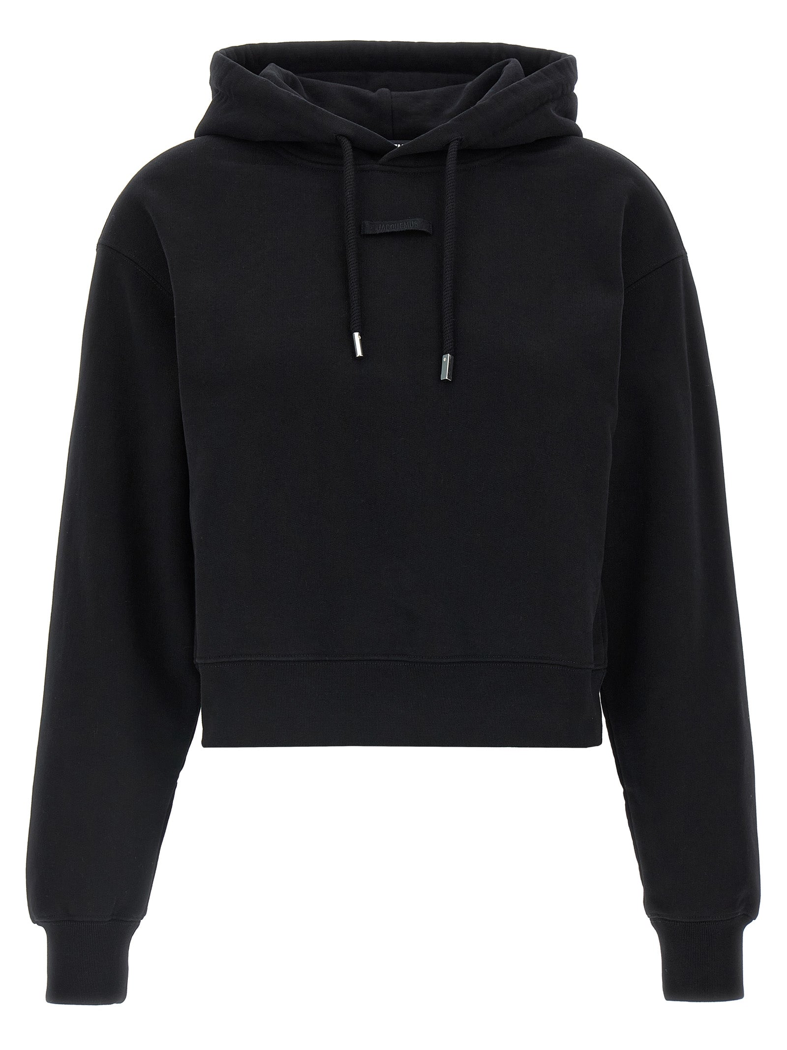 Sweatshirt Hoodie by Jacquemus for women in cotton black features an avant-garde silhouette, showcasing a sophisticated hooded neckline and long-sleeve detail for a truly avant-garde finish.