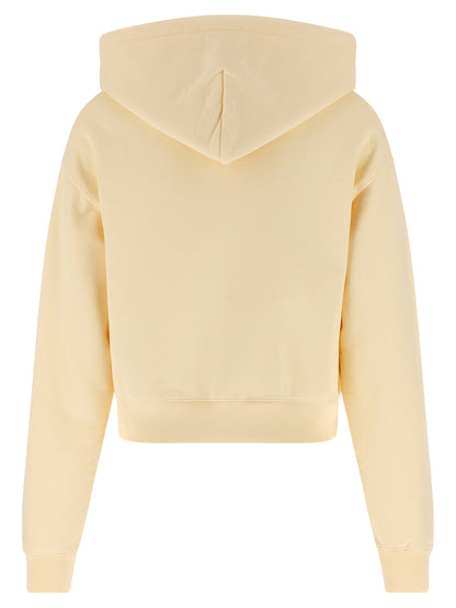 Sweatshirt Hoodie by Jacquemus for women in cotton beige features an dramatic silhouette, showcasing a sophisticated hooded neckline and dramatic for a refined, modern aesthetic.