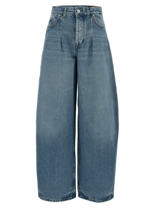 Jeans by Jacquemus for women in denim cotton light-blue features an sartorial and long with a high rise cut for a sartorial finish.