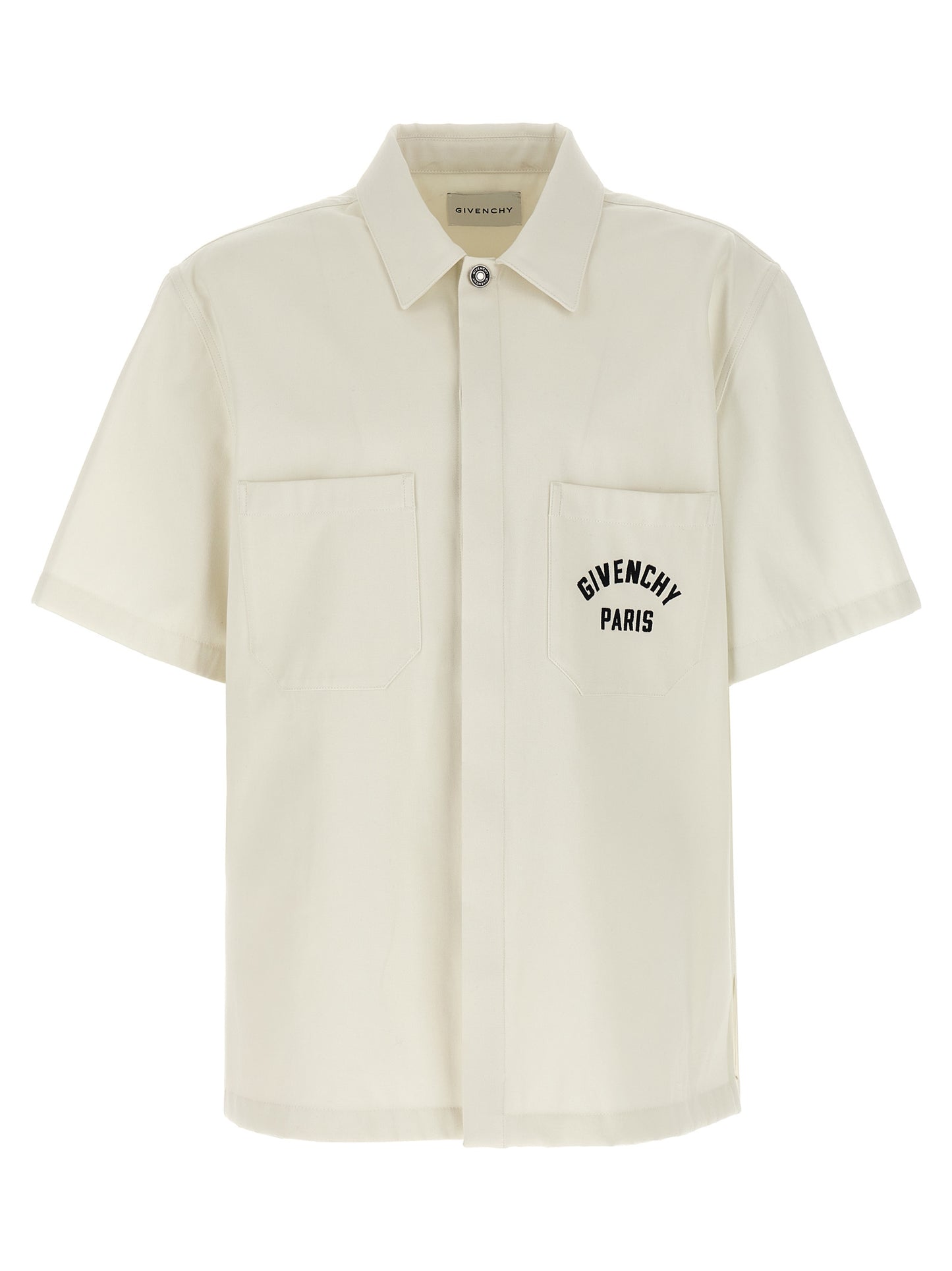 Shirt by Givenchy for men in cotton beige features an architectural silhouette with a refined short-sleeve and elegant for a architectural look.