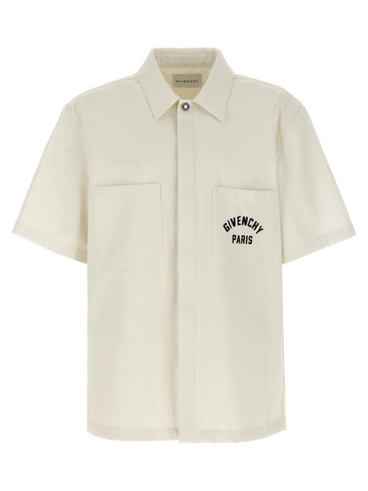 Shirt by Givenchy for men in cotton beige features an architectural silhouette with a refined short-sleeve and elegant for a architectural look.
