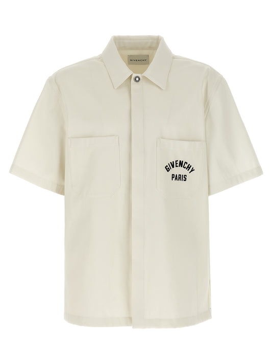 Shirt by Givenchy for men in cotton beige features an architectural silhouette with a refined short-sleeve and elegant for a architectural look.