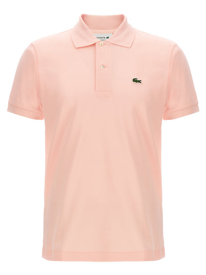 Polo Shirt by Lacoste for men in cotton multicolor, pink & signature presents a sleek silhouette, featuring a refined and short-sleeve for a sleek finish.