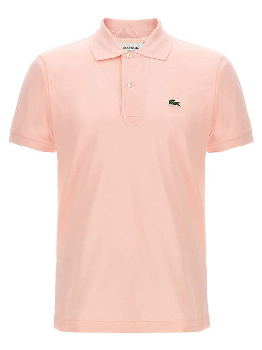 Polo Shirt by Lacoste for men in cotton multicolor, pink & signature presents a sleek silhouette, featuring a refined and short-sleeve for a sleek finish.