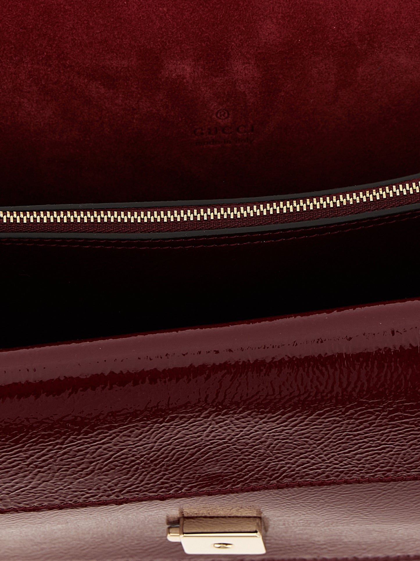 Medium Shoulder Flap Bag by Gucci for women in calfskin leather multicolor & red features a stately silhouette, showcasing a secure flap, ample , and stately shoulder-strap for a stately finish.