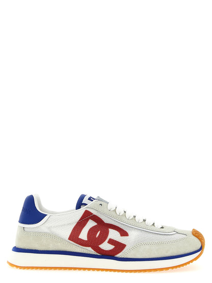 Athletic Sneakers by Dolce & Gabbana for women in polyester & suede calf leather multicolor showcases an impeccable silhouette, defined by an impeccable athletic style design that perfectly captures the essence of the Women's Athletic Polyester & Suede Calf Leather Sneakers.