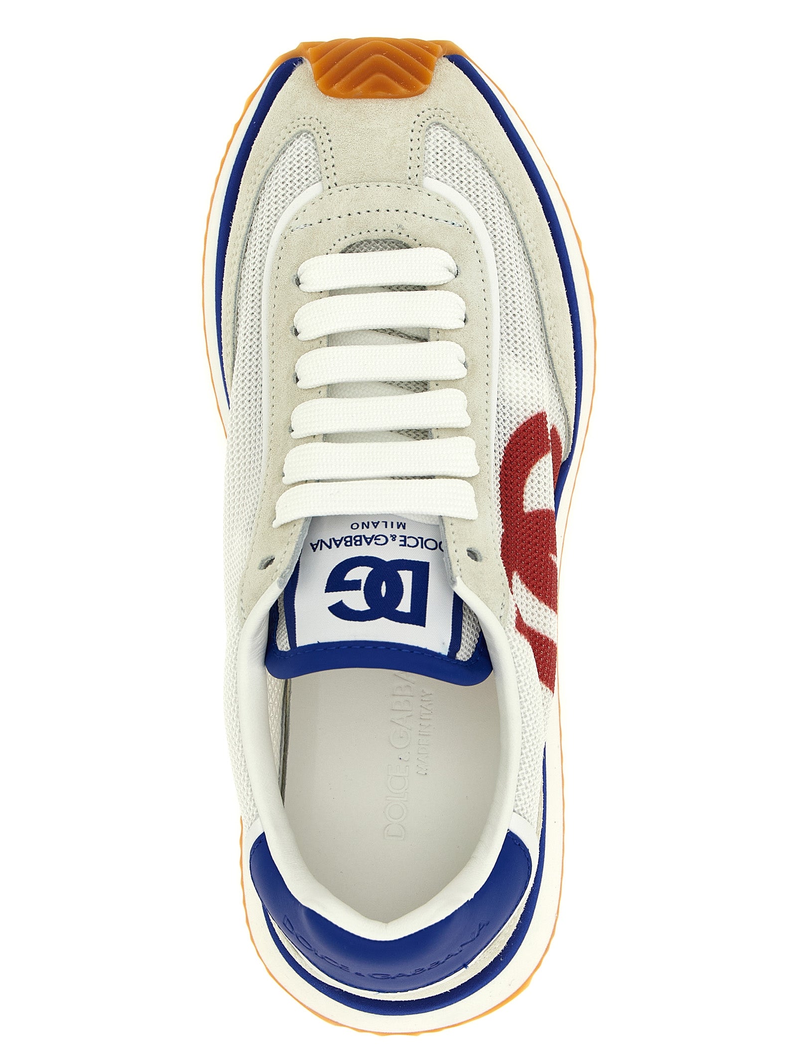 Athletic Sneakers by Dolce & Gabbana for women in polyester & suede calf leather multicolor features an exquisite silhouette, showcasing the premium athletic style of the Women's Athletic Polyester & Suede Calf Leather Sneakers with an exquisite finish.