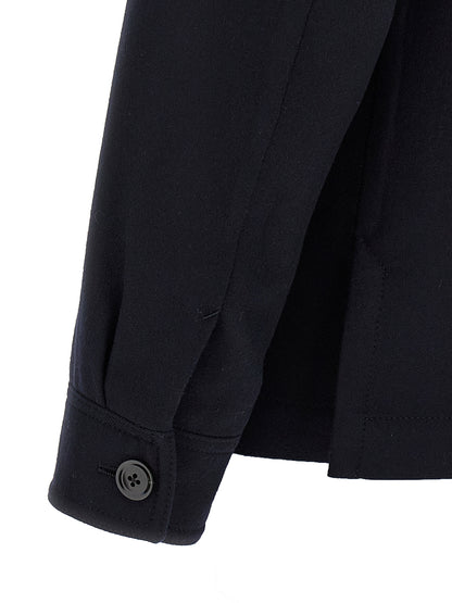 Overshirt by Tom Ford for men in wool & silk blue, featuring a nuanced and nuanced for a sophisticated finish.