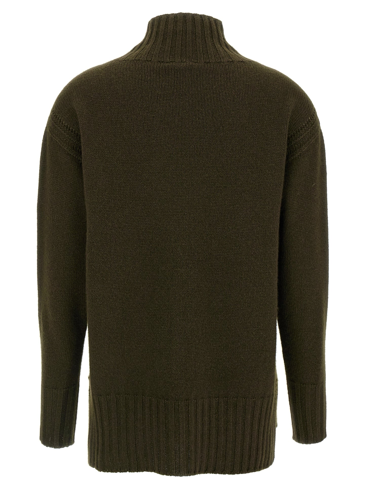 Cardigan by Tom Ford for women in cashmere cotton blend bicolour & green features a dramatic silhouette, showcasing a sophisticated high-neck neckline and dramatic detail for a timeless, premium look.