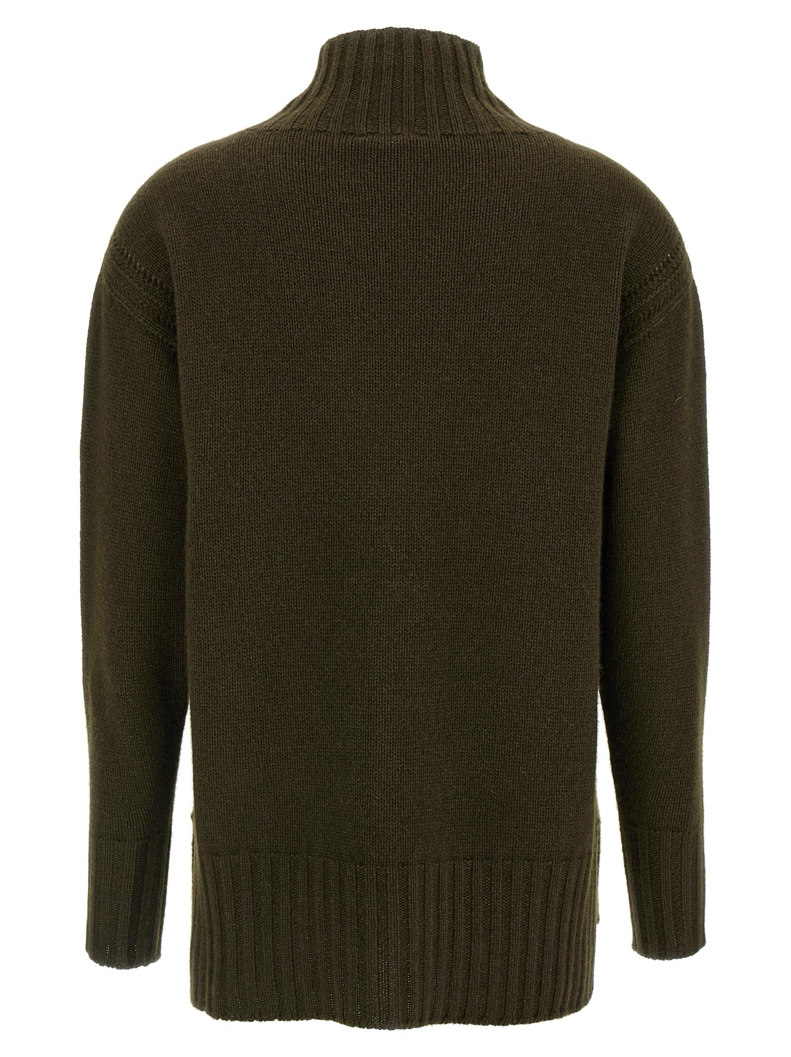 Cardigan by Tom Ford for women in cashmere cotton blend bicolour & green features a dramatic silhouette, showcasing a sophisticated high-neck neckline and dramatic detail for a timeless, premium look.