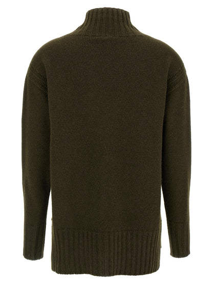 Cardigan by Tom Ford for women in cashmere cotton blend bicolour & green features a dramatic silhouette, showcasing a sophisticated high-neck neckline and dramatic detail for a timeless, premium look.