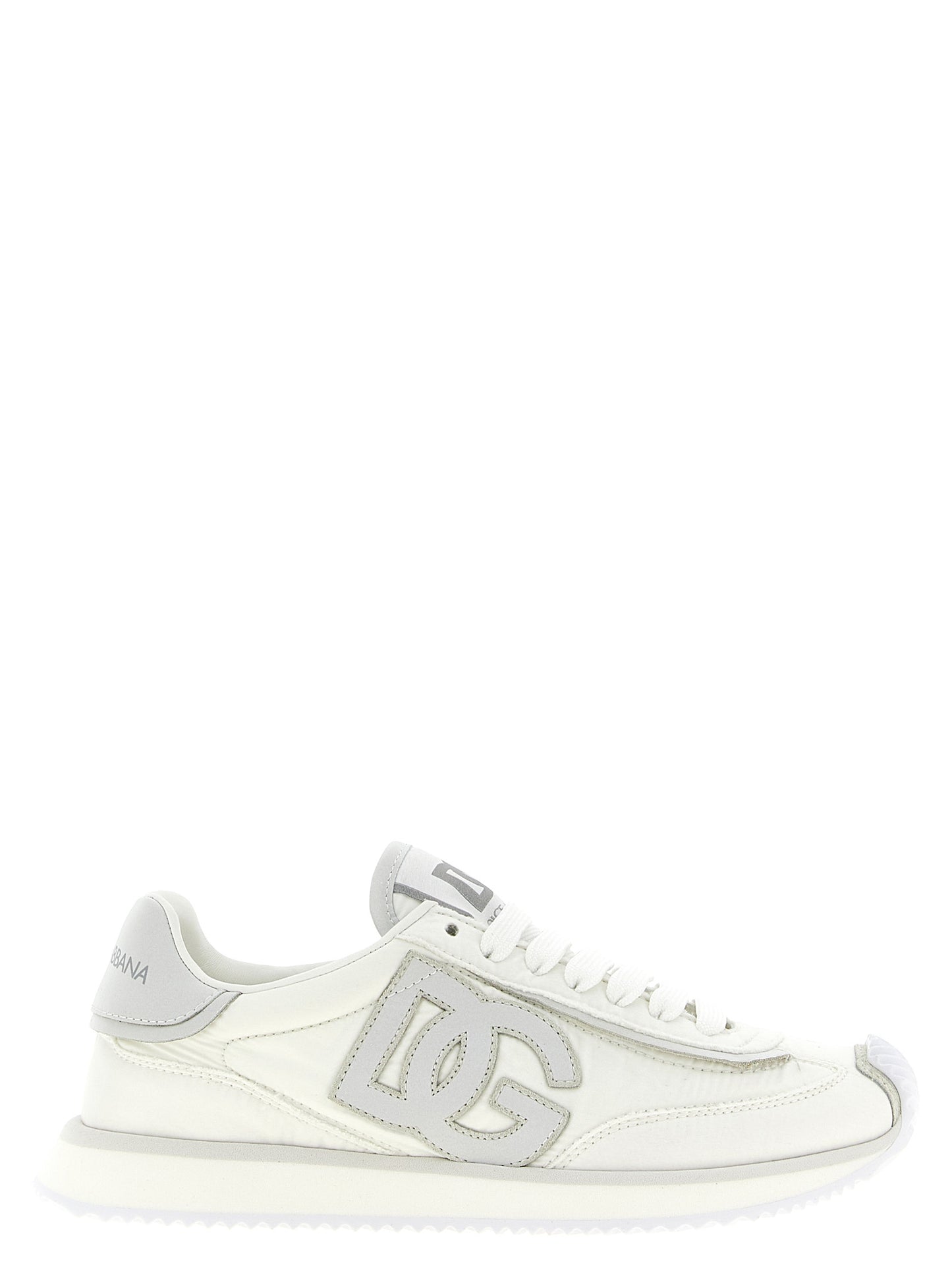 Athletic Sneakers by Dolce & Gabbana for women in calf leather & poly nylon white features an exquisite silhouette, showcasing the premium athletic style of the Women's Athletic Calf Leather & Poly Nylon Sneakers with an exquisite finish.