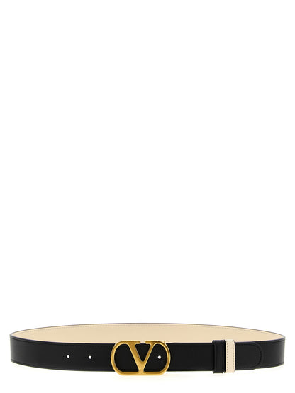 Belt by Valentino Garavani for women in calfskin leather multicolor & signature features an artisanal finish, elegantly showcasing the signature style and artisanal craftsmanship of the V Logo Calfskin Leather Belt design.