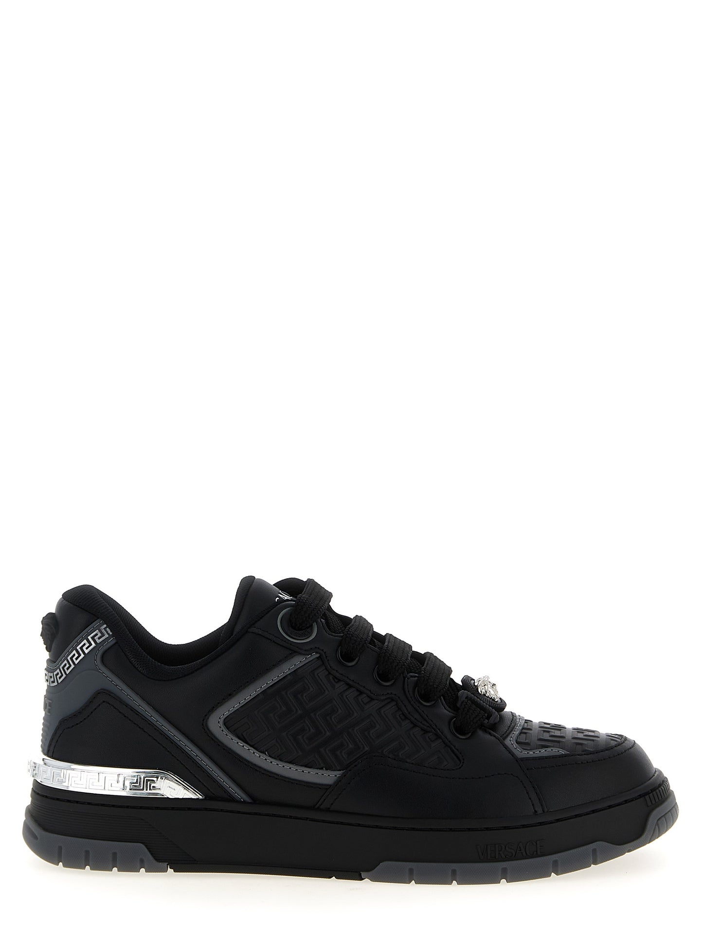 Athletic Sneakers Versace men calfskin leather black featuring a avant-garde Medusa Men's Athletic Calfskin Leather Sneakers design with a avant-garde athletic style for a refined finish.