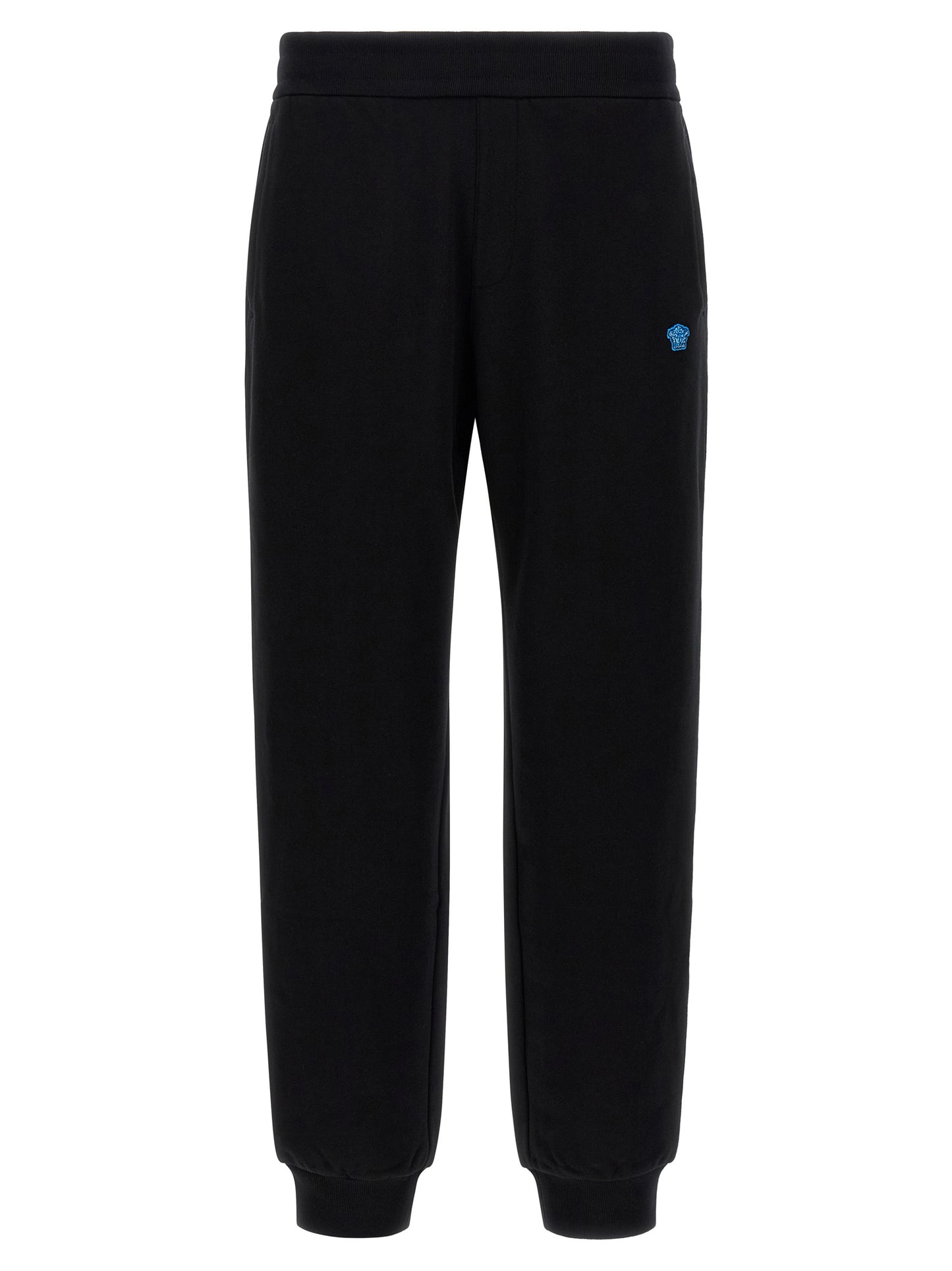 Joggers by Versace for men in cotton black & signature features a polished silhouette with a polished , reaching a polished long and finished with a polished .