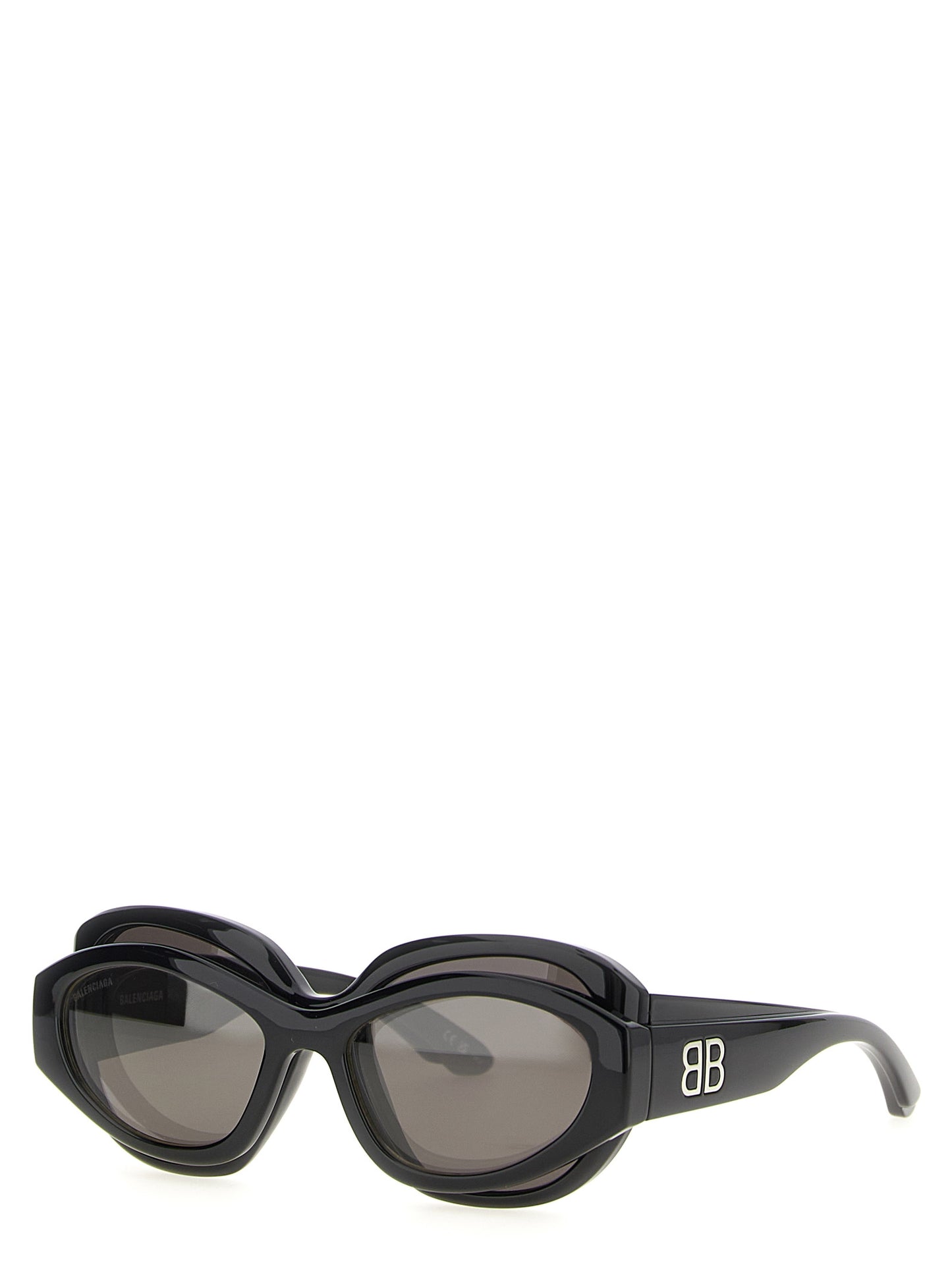 Sunglasses by Balenciaga for women in viscose cotton canvas & lambskin leather and black featuring an stylish round frame design with a sophisticated black coloured frame finish and high-performance .