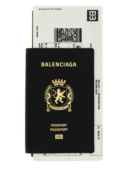 Balenciaga Leather & Cashmere Wallet - Black
