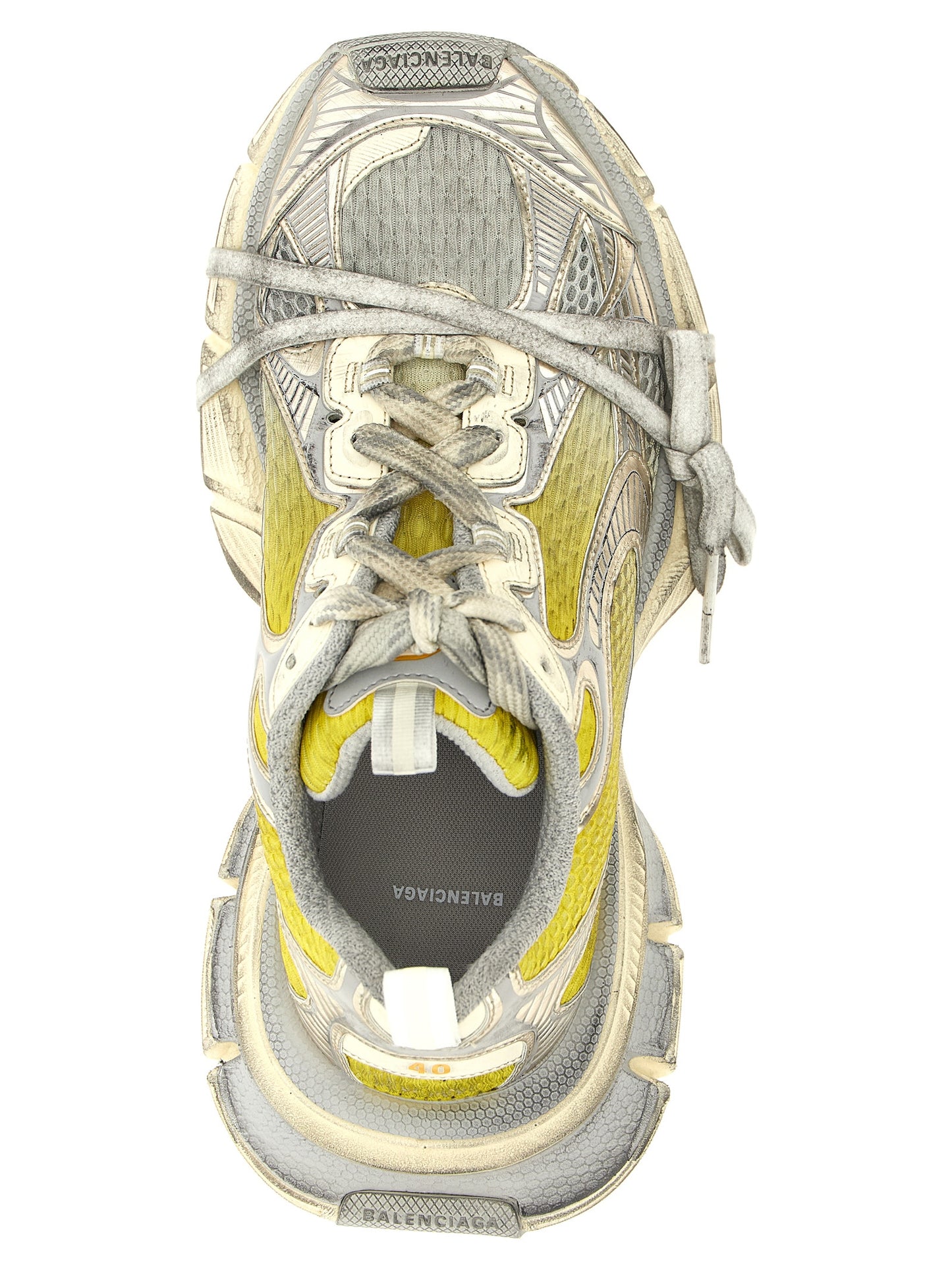 Athletic Sneakers by Balenciaga for men in polyester polyethylene & polyurethane bicolour & yellow presents a sleek silhouette, perfectly capturing the athletic style essence of Men's Athletic Polyester Polyethylene & Polyurethane Sneakers with its sleek design and premium finish.