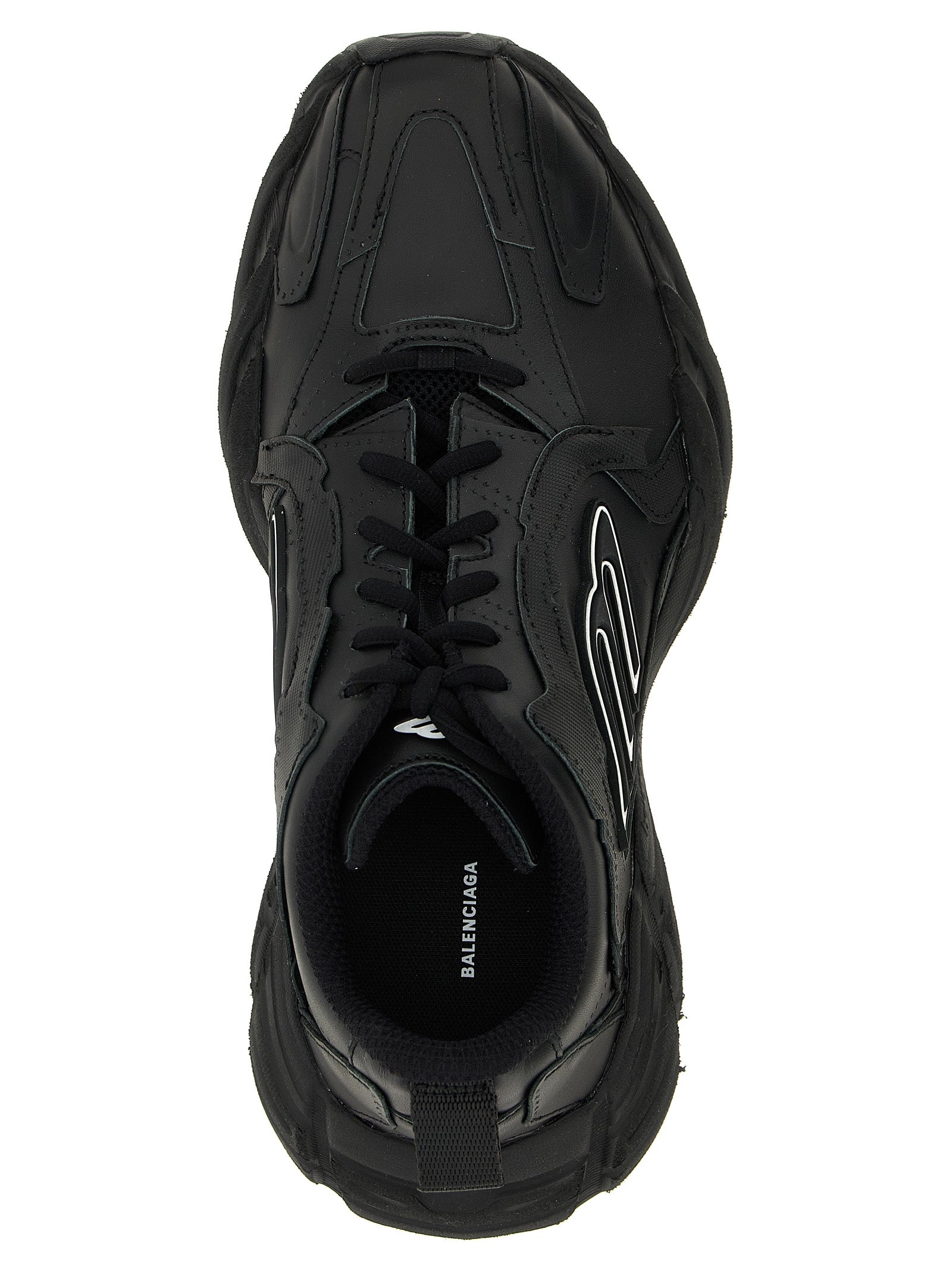 Athletic Sneakers by Balenciaga for men in calfskin leather & plush polyester black features an effortless chic silhouette, showcasing the signature athletic style of the Men's Athletic Calfskin Leather & Plush Polyester Sneakers collection with a truly effortless chic finish.