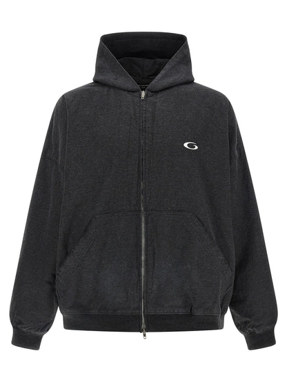 Sweatshirt Hoodie by Balenciaga for men in denim cotton gray showcases a city-ready silhouette, artfully detailed with a signature hooded neckline and for a city-ready finish.