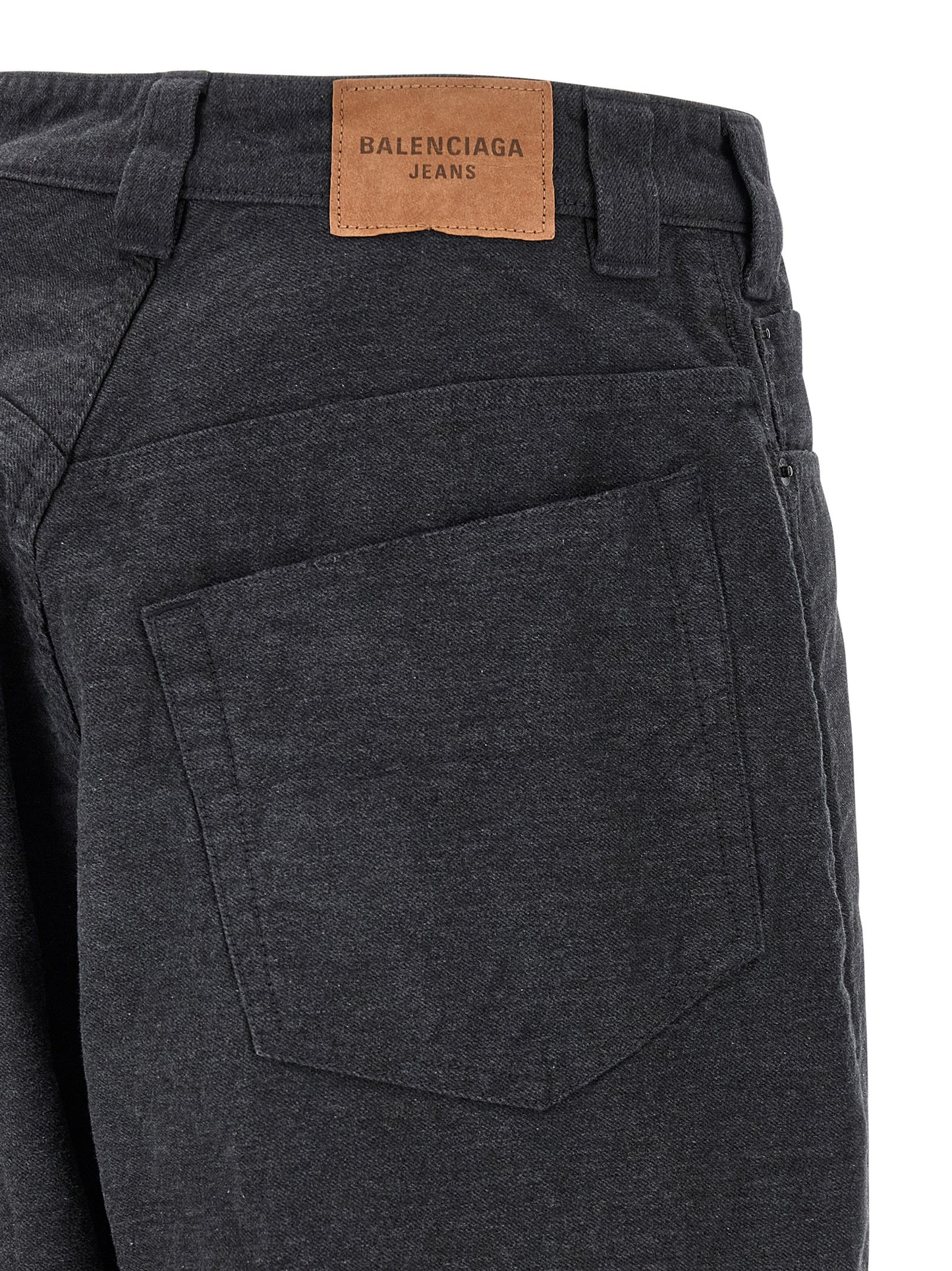 Joggers by Balenciaga for men in denim cotton gray presents a tailored silhouette, showcasing a tailored and long cut with a refined for a truly tailored aesthetic.