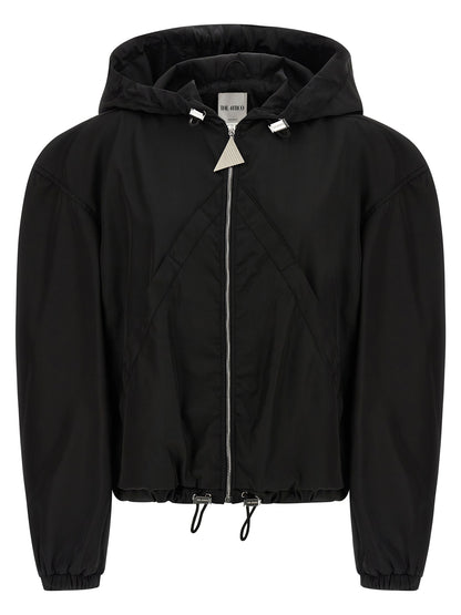 Hooded Bomber Jacket by The Attico for women in nylon black features a city-ready silhouette, detailed with hooded and a city-ready hooded neckline.